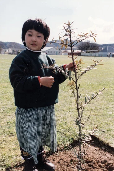 Image: Joy Gu, 5, at millennium tree planting