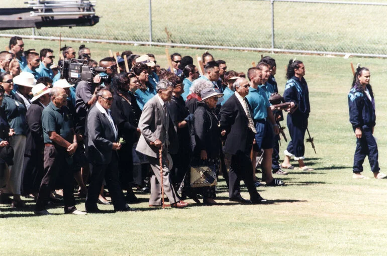 Image: Aotearoa Traditional Māori Performing Arts Festival; Māori Queen and supporters.