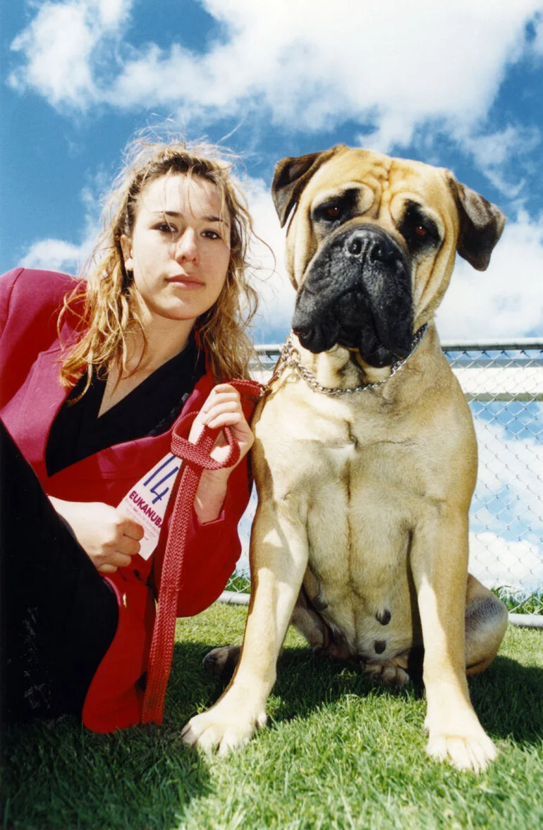 Image: Dominion Bull Mastiff 6th Championship dog show; "best head bitch" with owner Heather McCulloch.