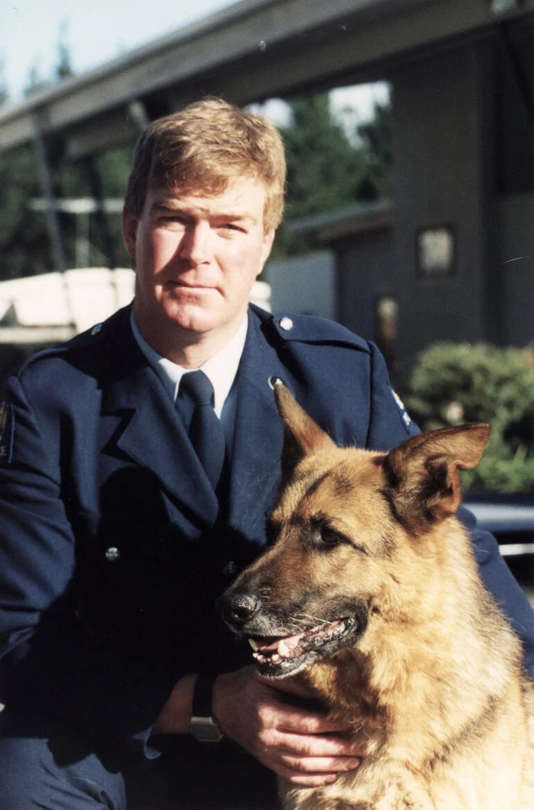 Image: Police dog trials; winner Constable Steven James, from Greymouth, with Tarney.