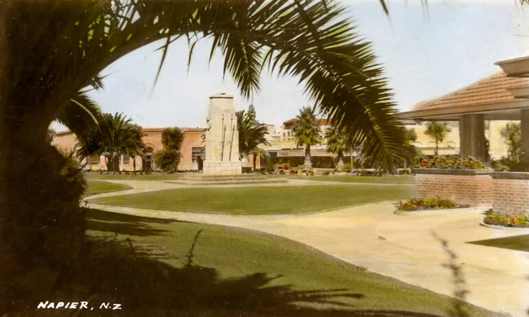 Image: Eric Wood collection; postcards; Napier; Memorial Square.