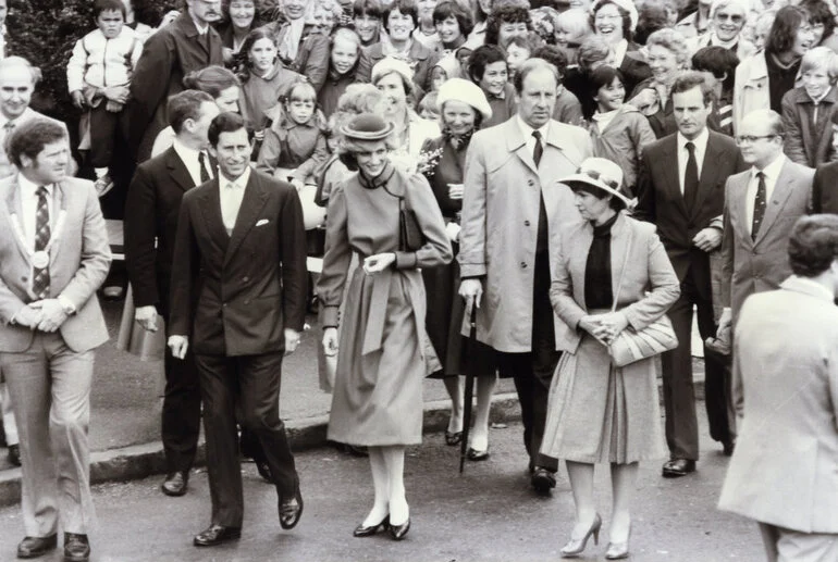 Image: Prince Charles and Princess Diana's visit 4; mayor Rex Kirton leading, at left.