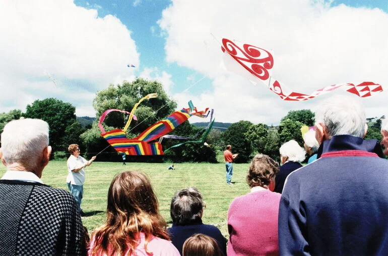 Image: New Zealand Kite Flyers' Association at old Manor Park school.