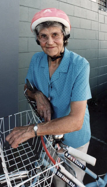 Image: Viti Olds, planning to repeat a cycle ride to Petone on her 79th birthday.