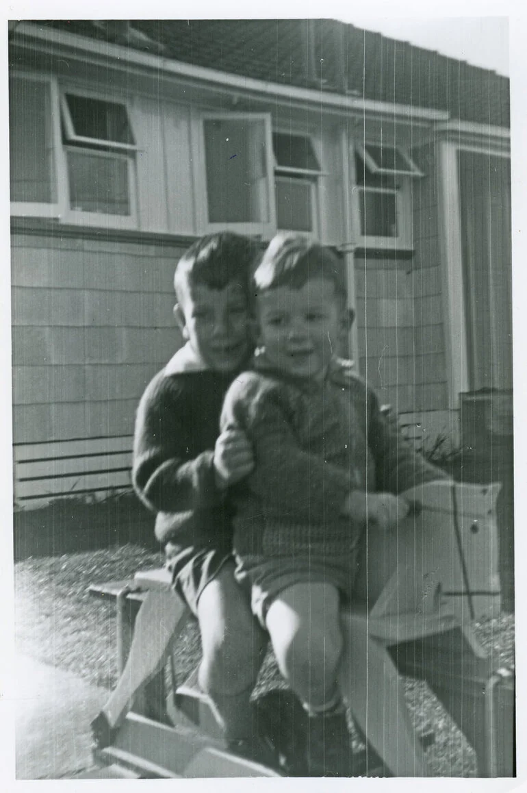 Image: Harris family; David and John Harris on rocking horse, Sandford St, 1965