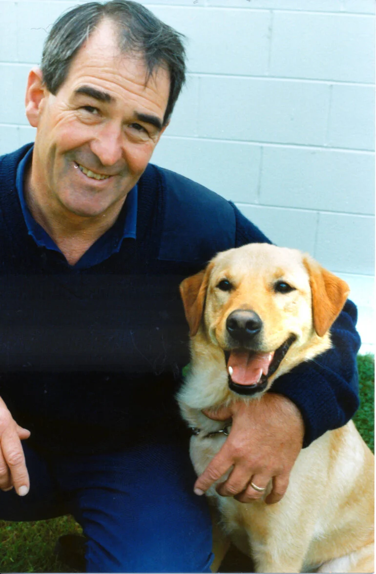 Image: Police Dog Training School; Peter Menzies with the first arson-detecting dog.