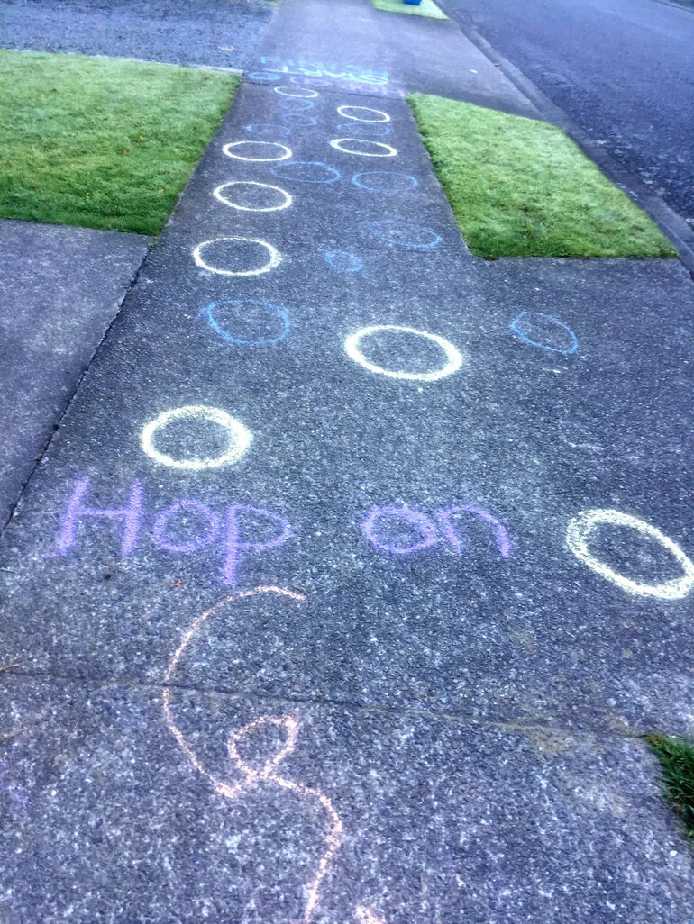 Image: Pavement hopscotch lockdown image, Silverstream