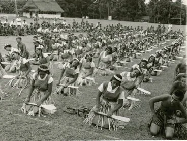 Image: Polynesian school children (probably Niuean) performing an action song. [P1-402-1964]