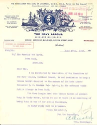 Image: The Navy League Permission to hang a bronze tablet memorial to the late Lt. Commander WE Sanders VC DSO