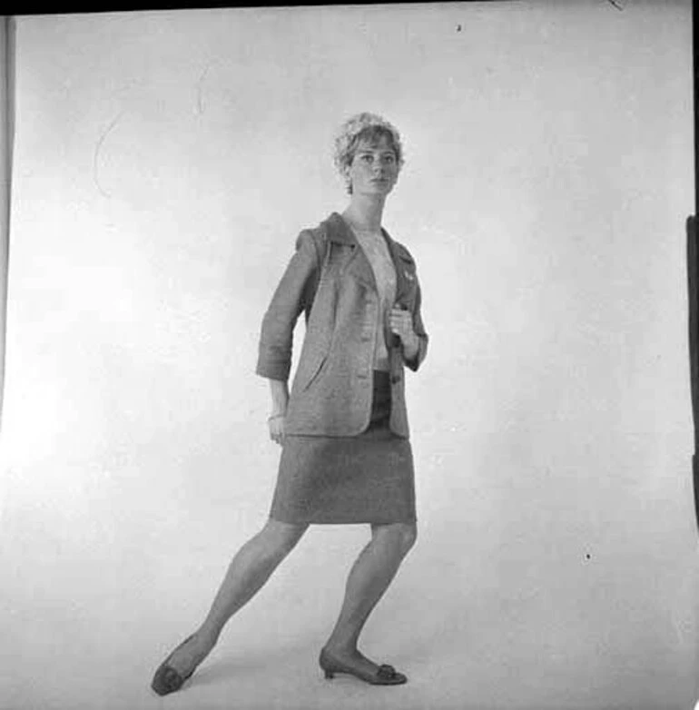 Image: Full length portrait of Barbara Skokandich, modelling a dress