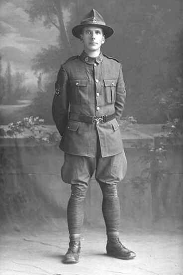 Image: Full length portrait of Private Pates of the New Zealand Medical Corps.