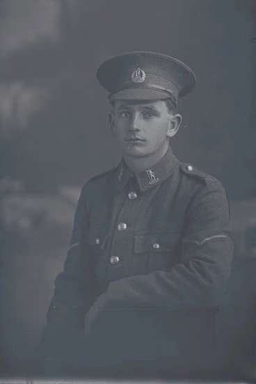 Image: 1/2 portrait of Lance Corporal (Corporal in the nominal roll) Kenneth James Wallace, Reg No 15315, of the New Zealand Rifle Brigade, 9th Reinforcements to the 1st Battalion, - E Company. Killed in action in France on 12 October 1917 at the Battle of Passchendaele.