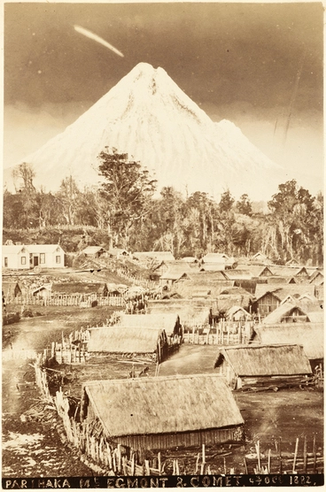 Image: Parihaka Mt Egmont (Taranaki) and Comet 4th Oct 1882