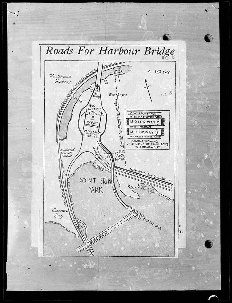 Image: 1951 plan of Auckland Harbour Bridge approach roads