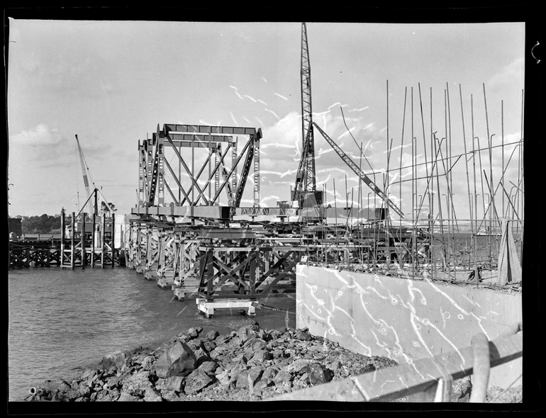 Image: Auckland Harbour Bridge Construction - 1957 Progress