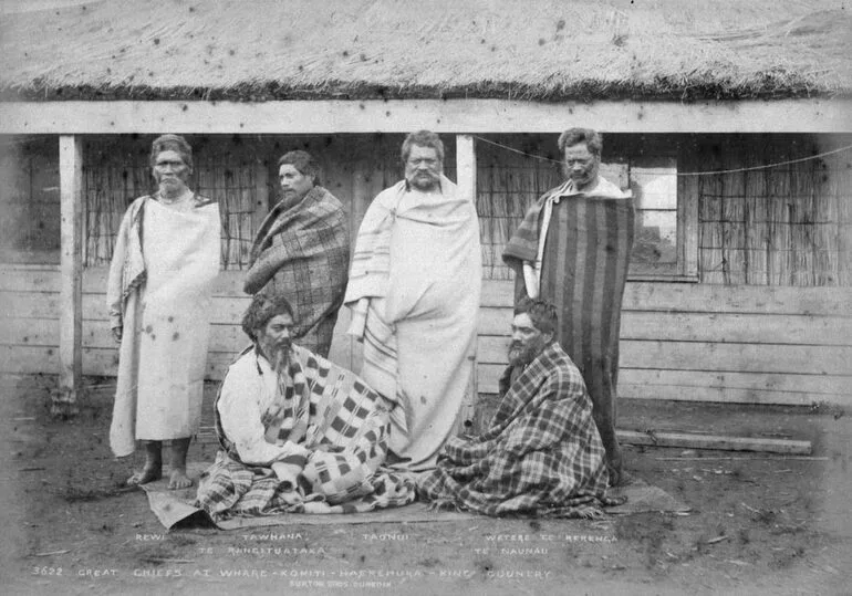 Image: 3622 Great Chiefs at Whare - Komiti - Haerehuka - King Country. Burton Bros. Dunedin