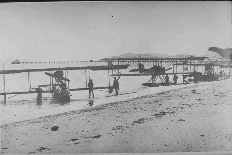Image: Showing the flying machines of the Walsh Brothers Flying School....