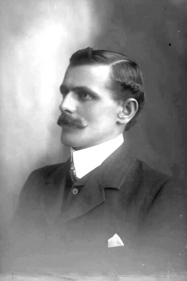 Image: 1/4 portrait of Mr Nicholls who has a moustache and is wearing....
