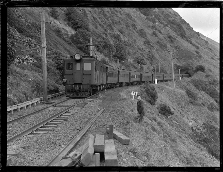 Image: 'Ed' locomotive number 102 between Pukerua Bay and Paekakariki