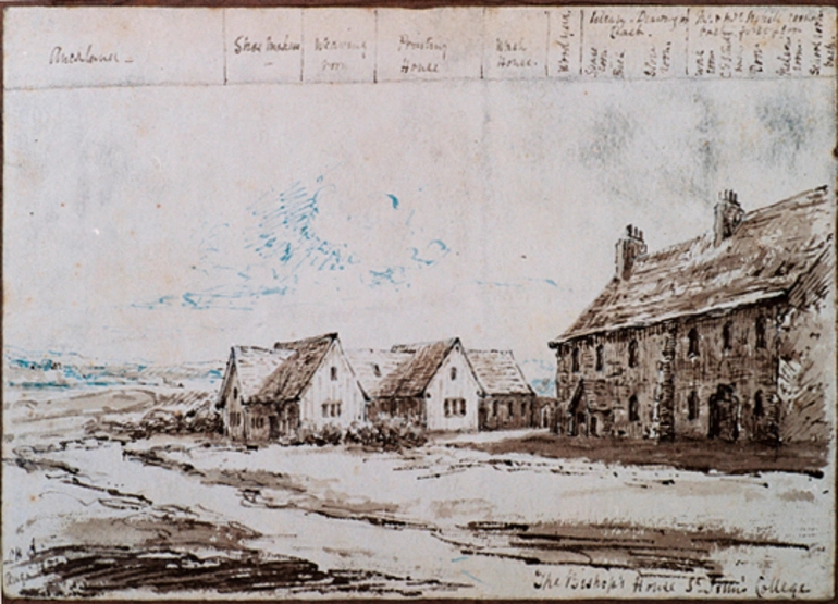 Image: The Bishops House, St Johns College August 1852, from a watercolour by Caroline Harriet Abraham