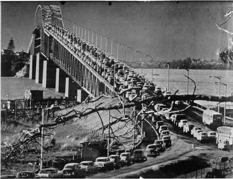 Image: Traffic on Auckland Harbour Bridge, June 1959