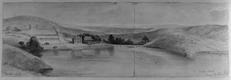 Image: Drawing by John Kinder of Kerikeri...1858