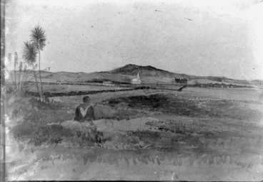 Image: Sketch by John Kinder? showing Mission Station at Otawhao...1861