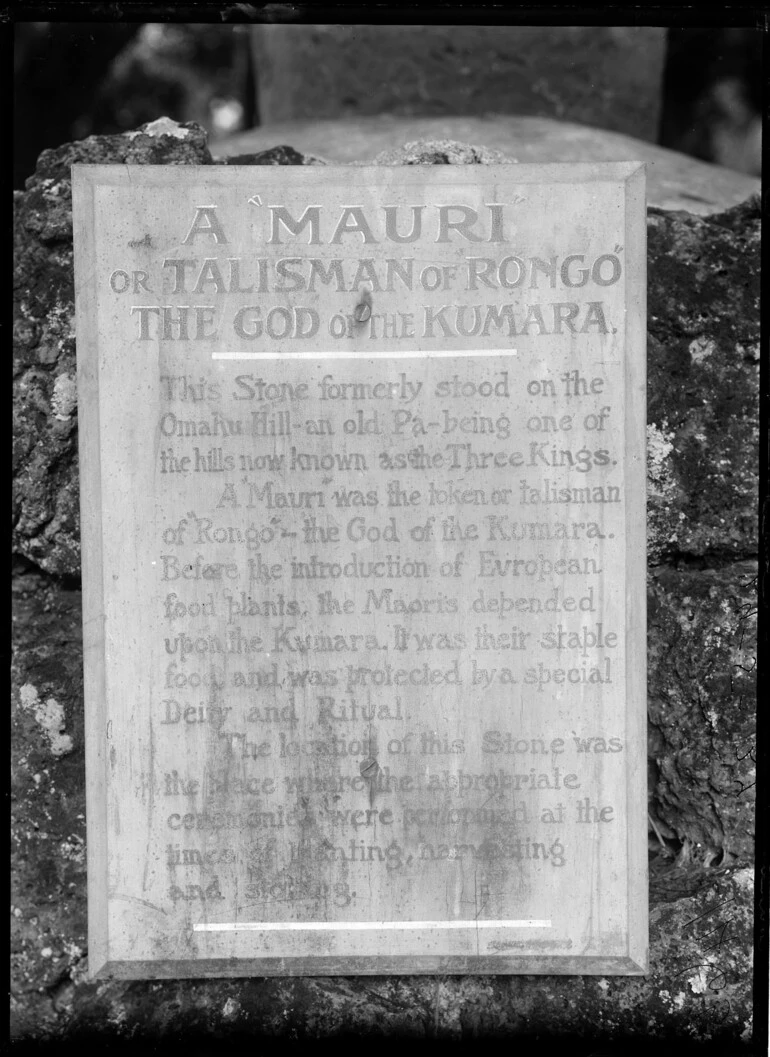 Image: Showing a plaque for Rongo...