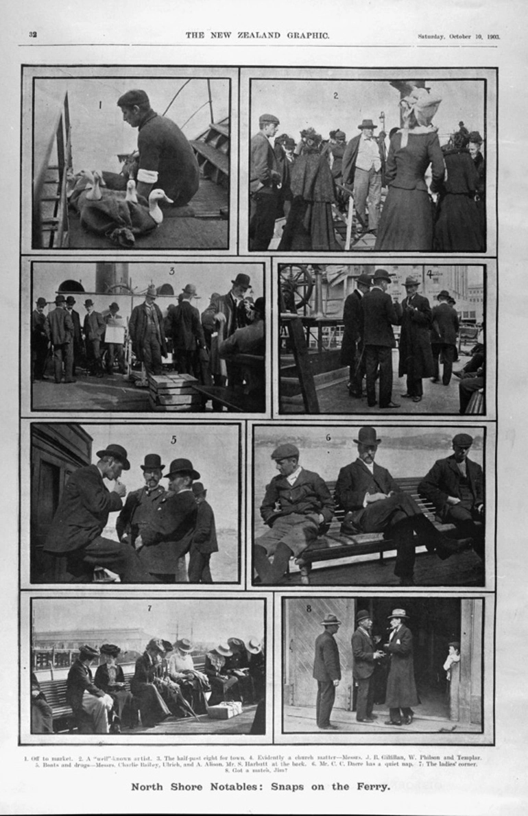 Image: Eight views of various North Shore notables on the ferry... 1903