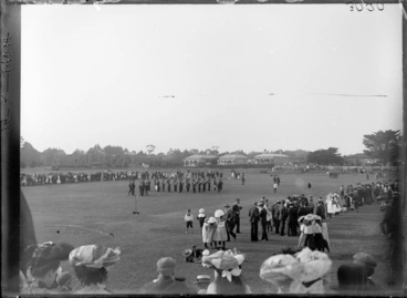 Image: Devonport Cricket ground with a massed band playing 1904