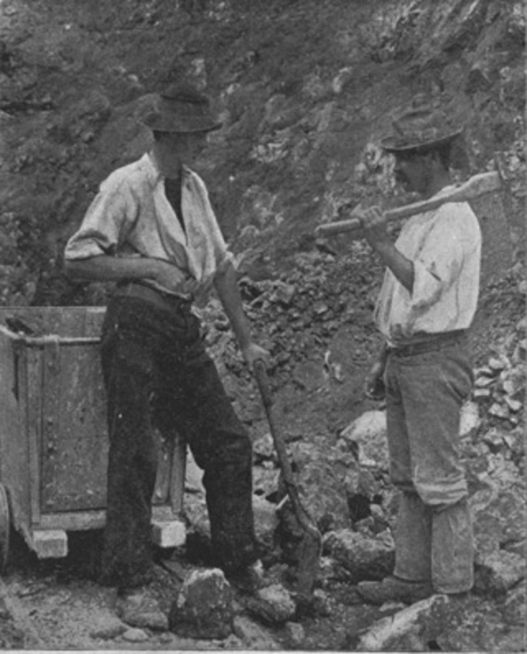 Image: Two goldminers and their tools