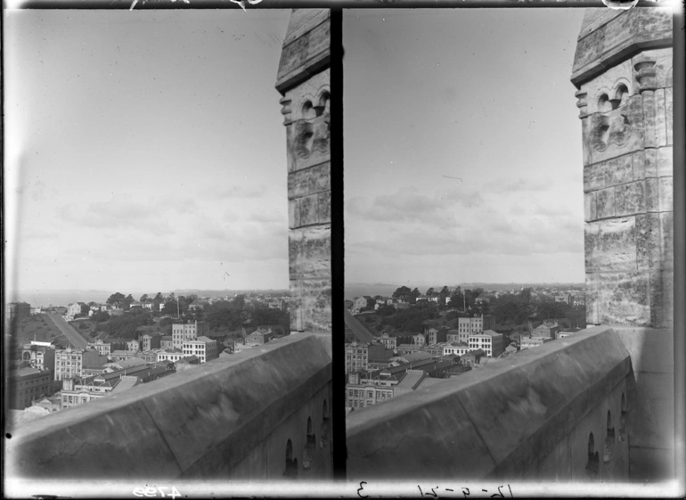 Image: Stereoscopic view looking north east from St Matthews Church tower across Auckland...1921