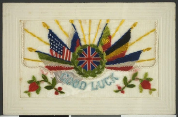 Image: Embroidered fabric card from France