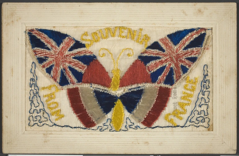 Image: Embroidered fabric card from France