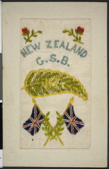 Image: Embroidered fabric card from England