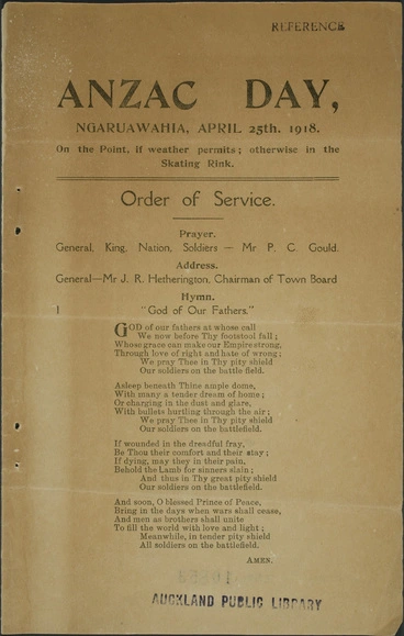 Image: Anzac Day, Ngaruawahia, April 25th, 1918.