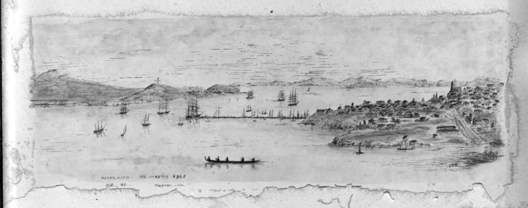Image: Looking east along the Waitemata Harbour ...1861