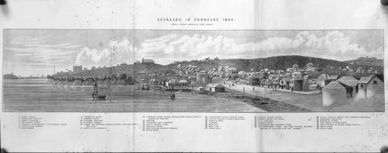 Image: Pencil sketch of Commercial Bay by John Adams...