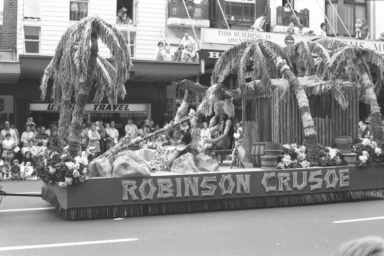 Image: Robinson Crusoe float, 1972 Farmers Santa Parade