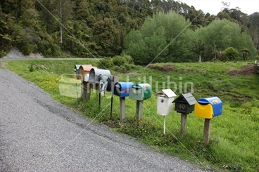Image: A collection of rural mail boxes in the Uruti Valley, North Taranaki, New Zealand