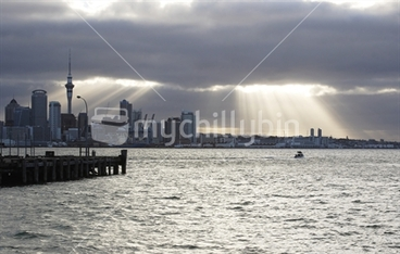 Image: Approaching storm over Auckland CIty - taken from Devonport