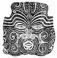 Image: A black and white image of a moko map drawn by Te Pehi Kupe of his facial moko