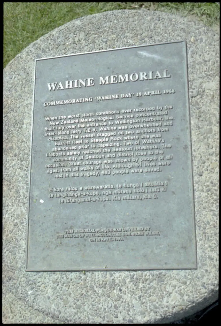 Image: Monuments, Memorials, Wahine