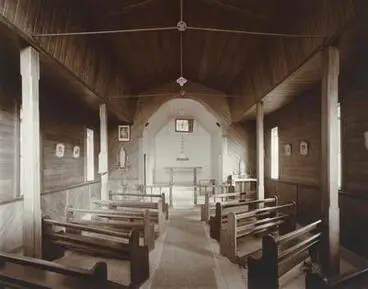 Image: Interior, Catholic Church, Rawene, Hokianga Harbour, Northland, 23 April 1982