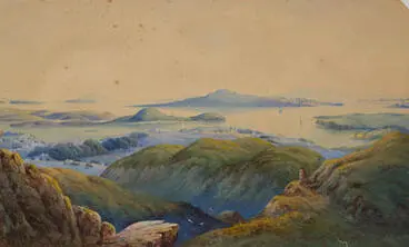 Auckland Harbour from Mt Eden Image: Auckland Harbour from Mt Eden