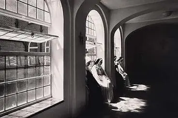 Image: The cloister of the monastery. When the bell rings for the divine Office the sisters congregate here and wait in silence for several minutes in preparation for the singing of the Liturgy