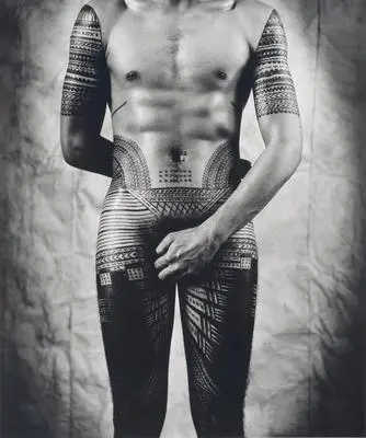 Self-portrait with front of pe'a, Basque Road, Newton Gully Image: Self-portrait with front of pe'a, Basque Road, Newton Gully