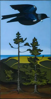 Tui over kauri, Te Henga Image: Tui over kauri, Te Henga