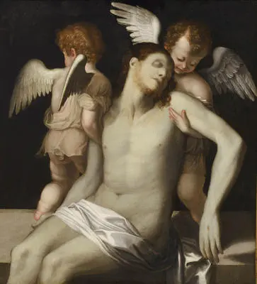 Image: Dead Christ supported by two angels