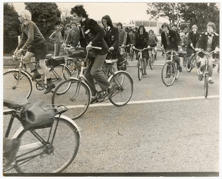 Image: High school students on bicycles